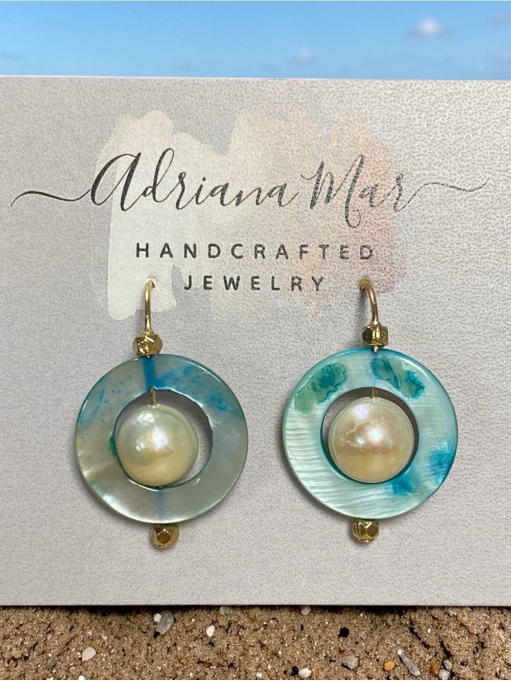 Handcrafted Seafoam Pearl Drop Earrings By Adriana Mar